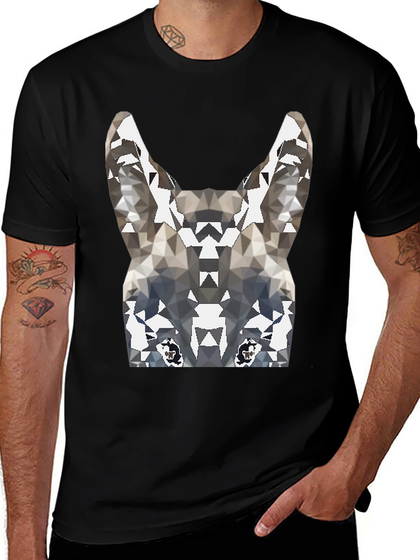 Geometric Wolf Graphic Tee - Cool Mens T-Shirt