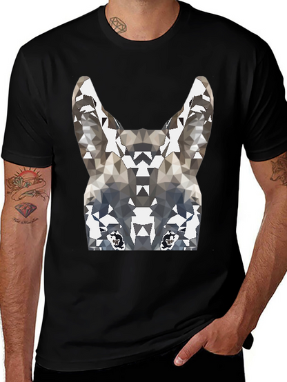 Geometric Wolf Graphic Tee - Cool Mens T-Shirt