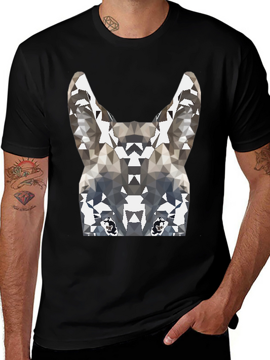 Geometric Wolf Graphic Tee - Cool Mens T-Shirt