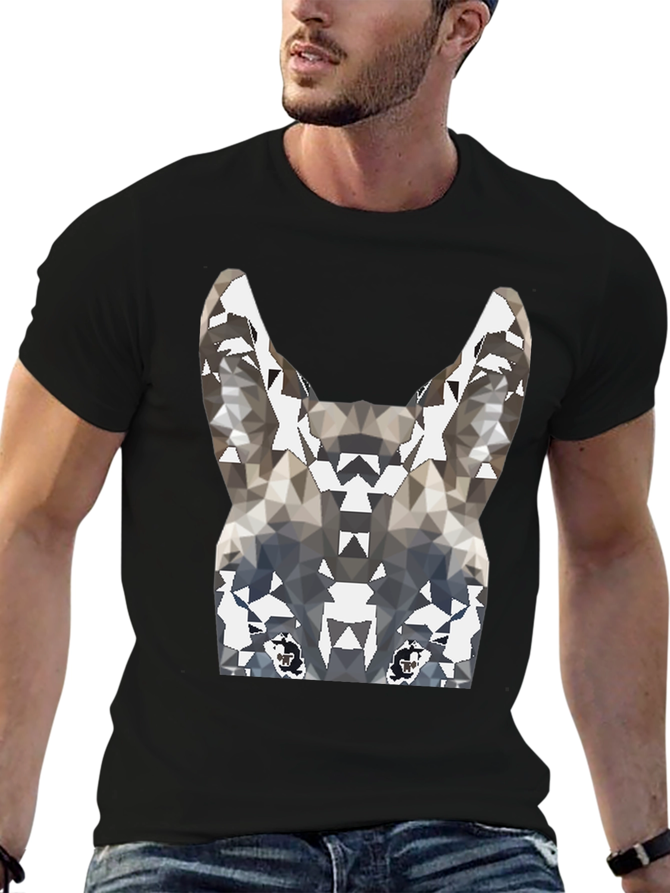 Geometric Wolf Graphic Tee - Cool Mens T-Shirt
