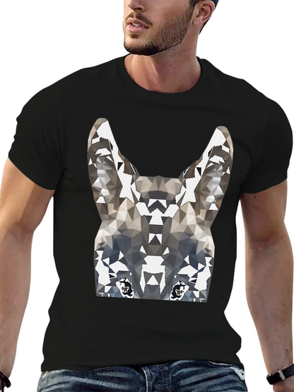 Geometric Wolf Graphic Tee - Cool Mens T-Shirt