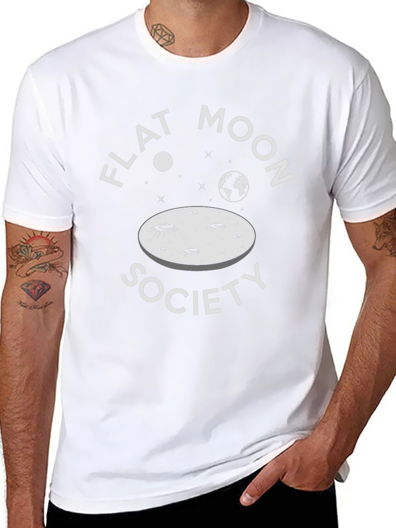 Flat Moon Society T-Shirt - Novelty Space Design