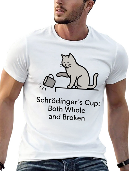 Schrödingers Cup Cat Graphic Tee - Funny Physics T-Shirt