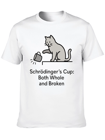 Schrödingers Cup Cat Graphic Tee - Funny Physics T-Shirt