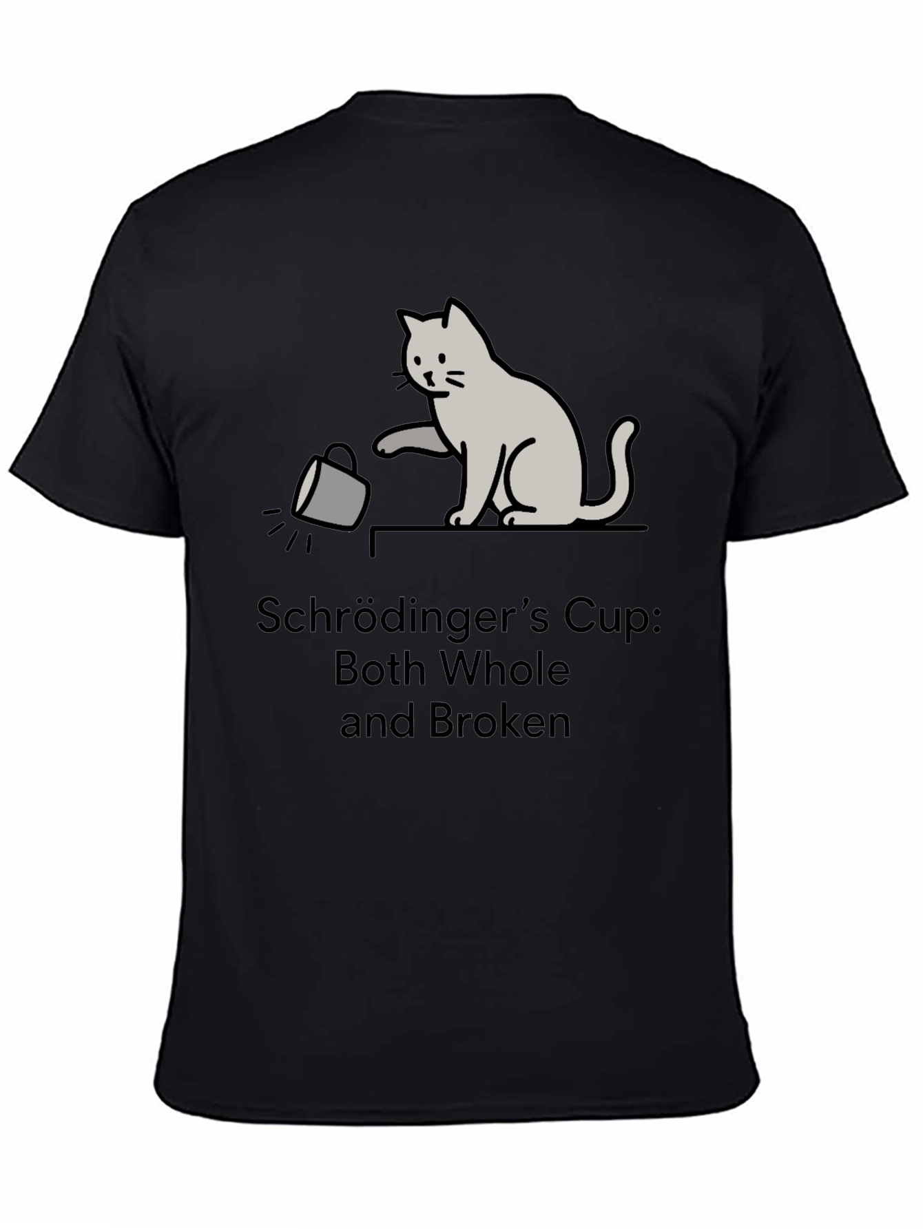 Schrödingers Cup Cat Graphic Tee - Funny Physics T-Shirt