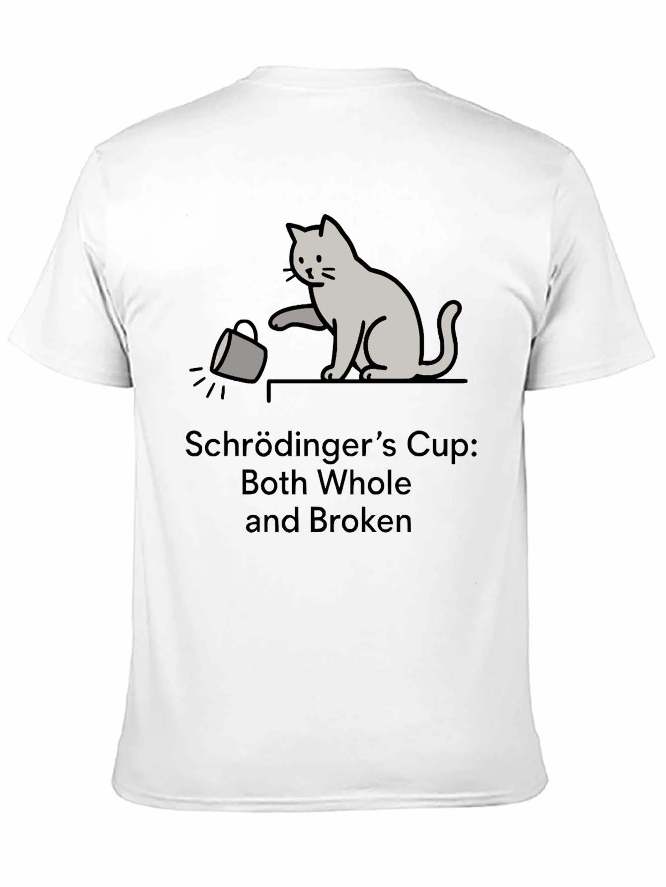 Schrödingers Cup Cat Graphic Tee - Funny Physics T-Shirt