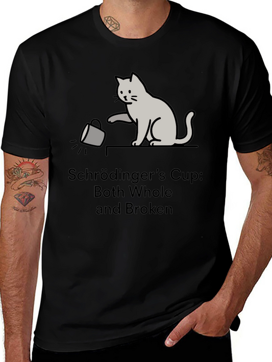 Schrödingers Cup Cat Graphic Tee - Funny Physics T-Shirt