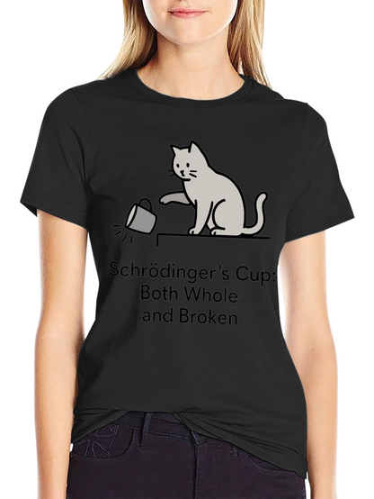 Schrödingers Cup Cat Graphic Tee - Funny Physics T-Shirt
