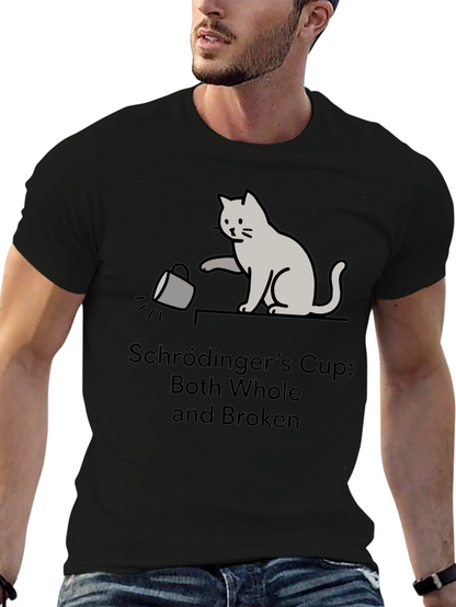 Schrödingers Cup Cat Graphic Tee - Funny Physics T-Shirt