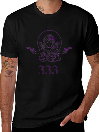 Angel with Guns Graphic Black T-Shirt - Edgy Streetwear