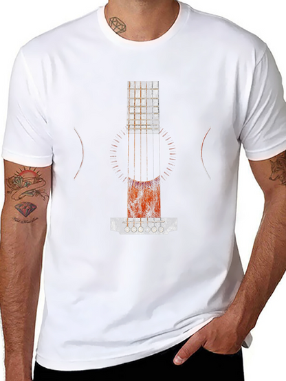 Abstract Guitar Print Black T-Shirt