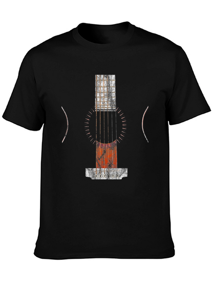 Abstract Guitar Print Black T-Shirt