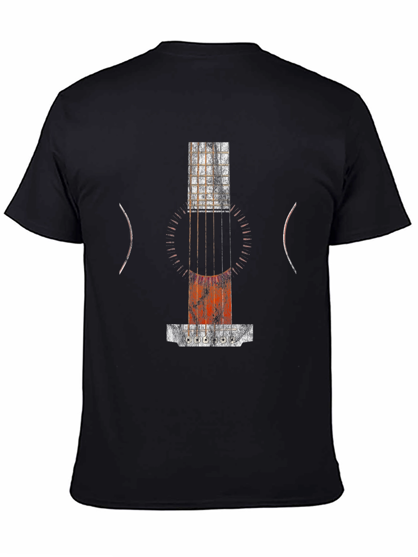 Abstract Guitar Print Black T-Shirt