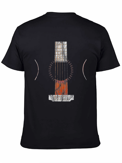 Abstract Guitar Print Black T-Shirt