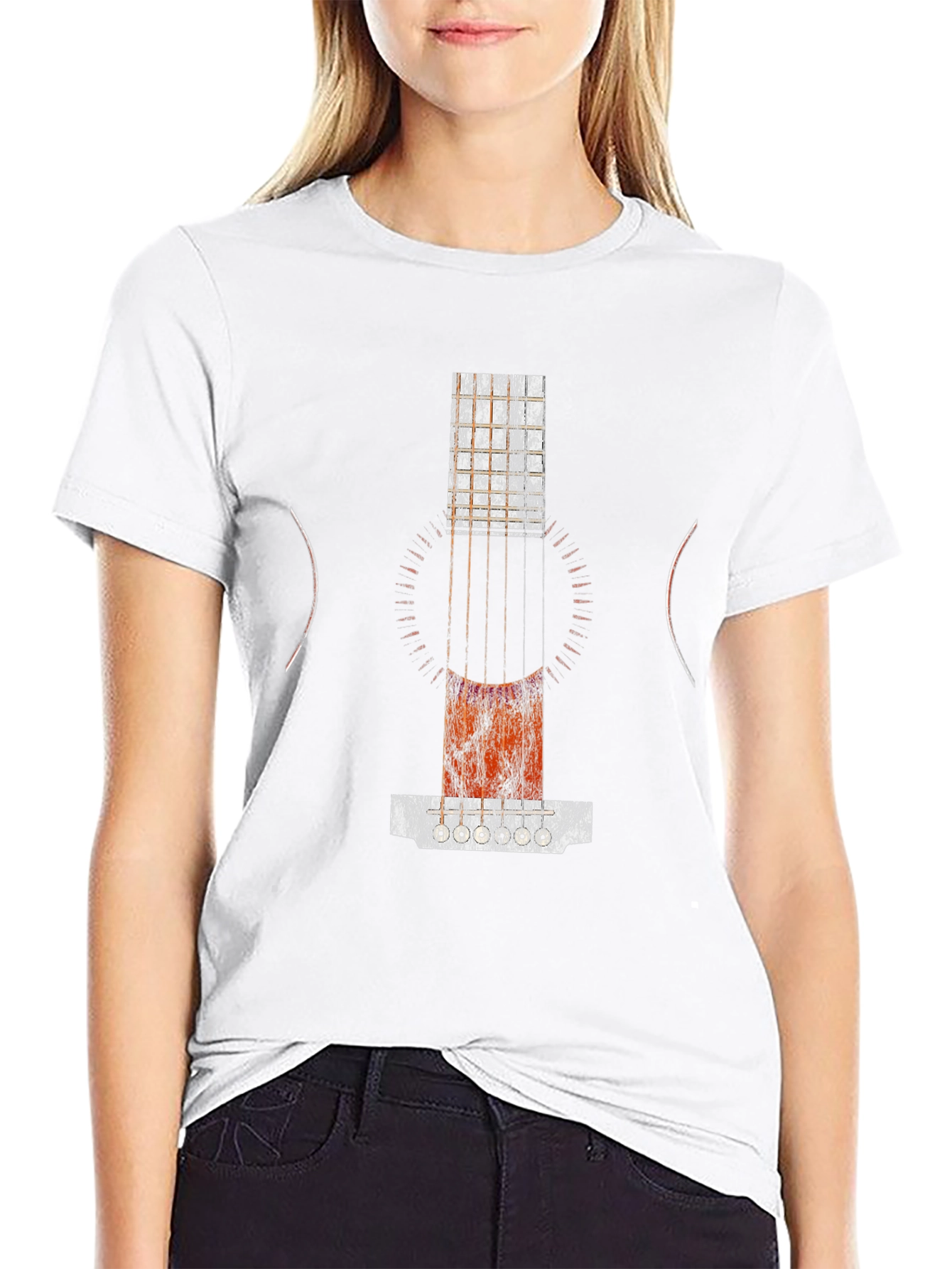 Abstract Guitar Print Black T-Shirt
