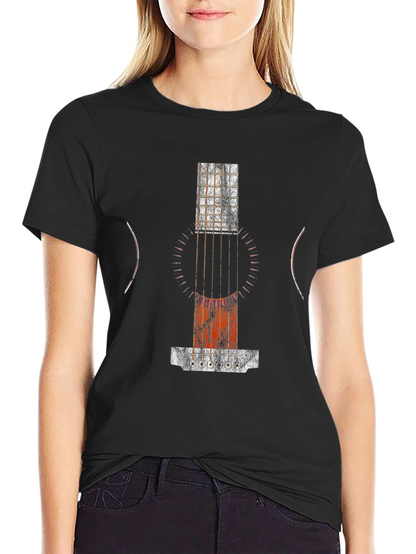Abstract Guitar Print Black T-Shirt