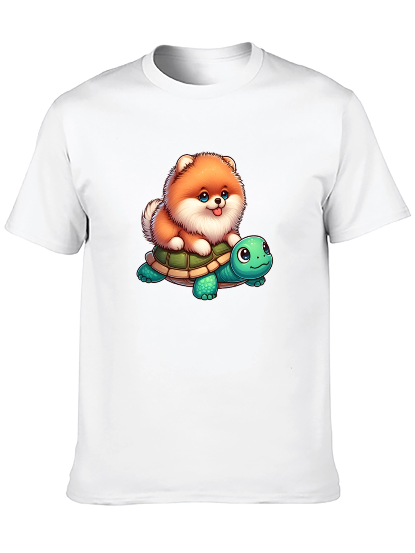 Cute Dog Riding Turtle Graphic T-Shirt