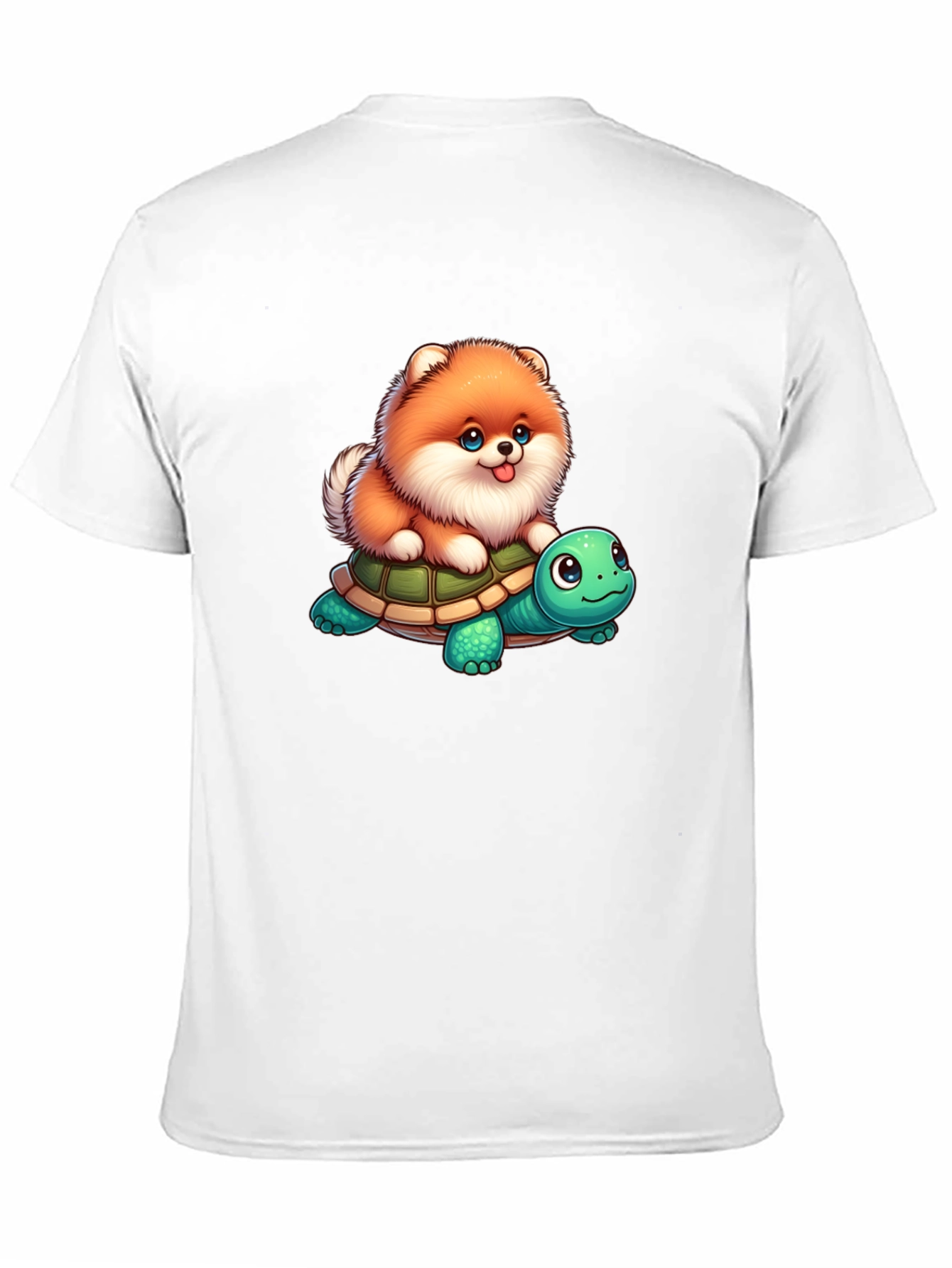 Cute Dog Riding Turtle Graphic T-Shirt
