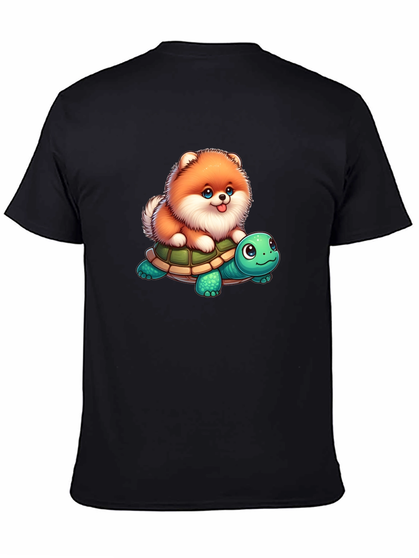 Cute Dog Riding Turtle Graphic T-Shirt