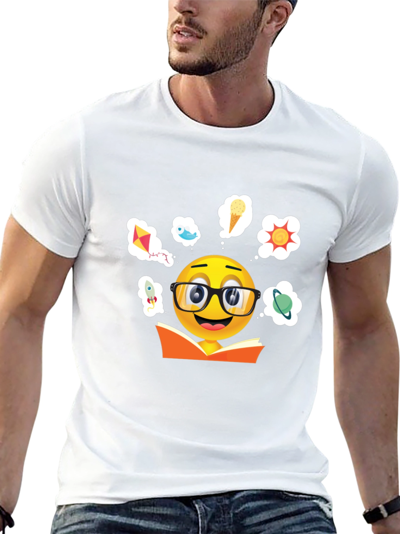 Bookworm Emoji Graphic T-Shirt