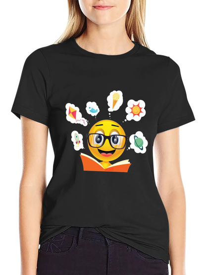 Bookworm Emoji Graphic T-Shirt