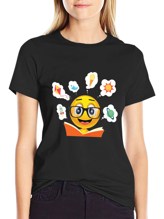 Bookworm Emoji Graphic T-Shirt