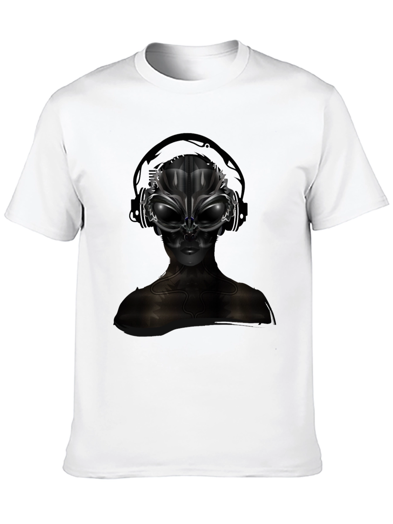 Alien DJ Black T-Shirt - Futuristic Graphic Tee