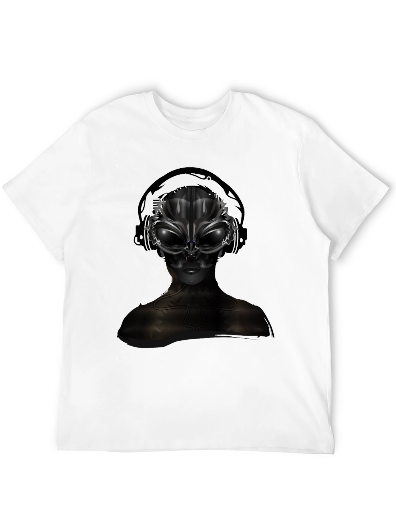 Alien DJ Black T-Shirt - Futuristic Graphic Tee