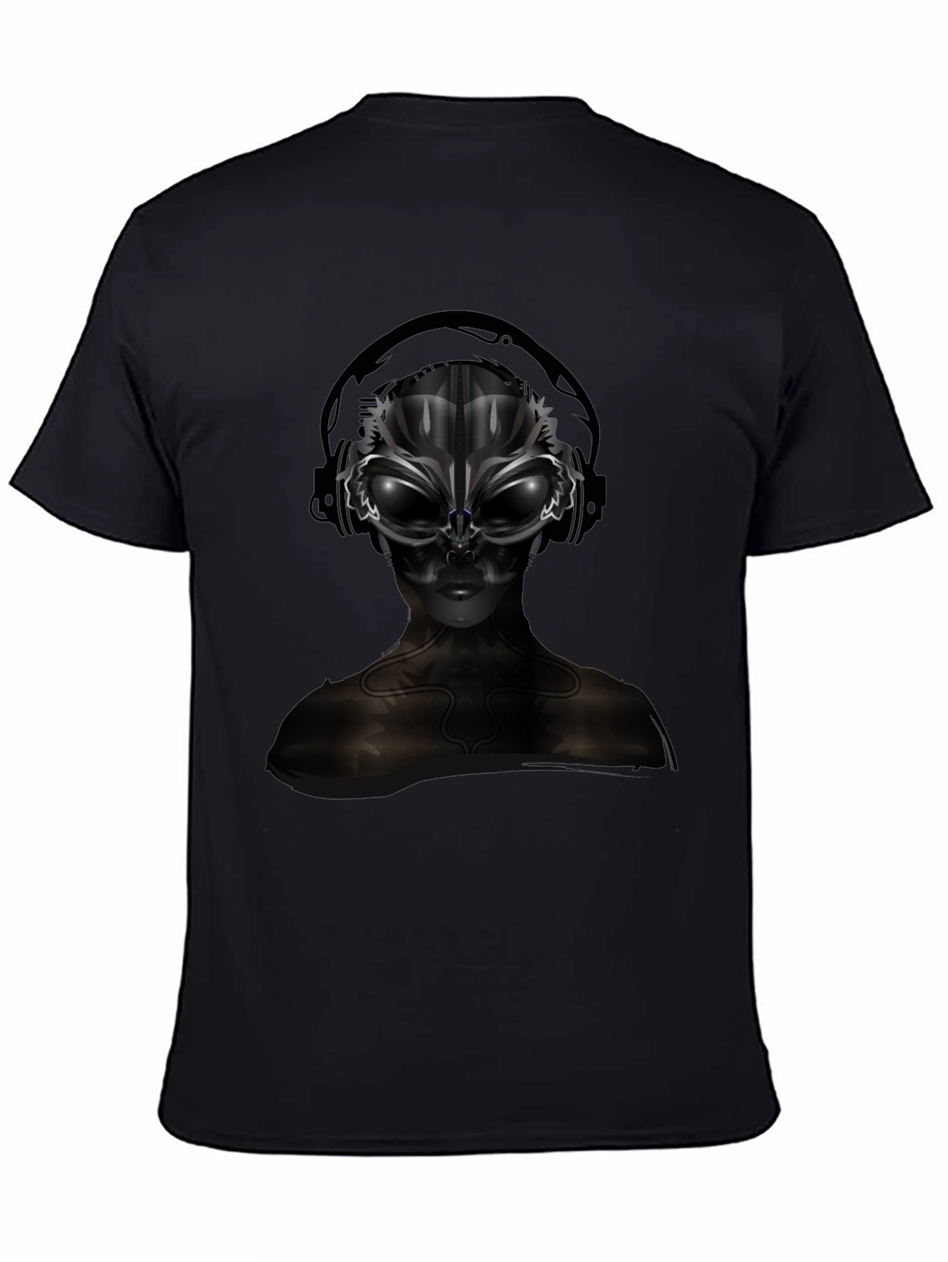 Alien DJ Black T-Shirt - Futuristic Graphic Tee