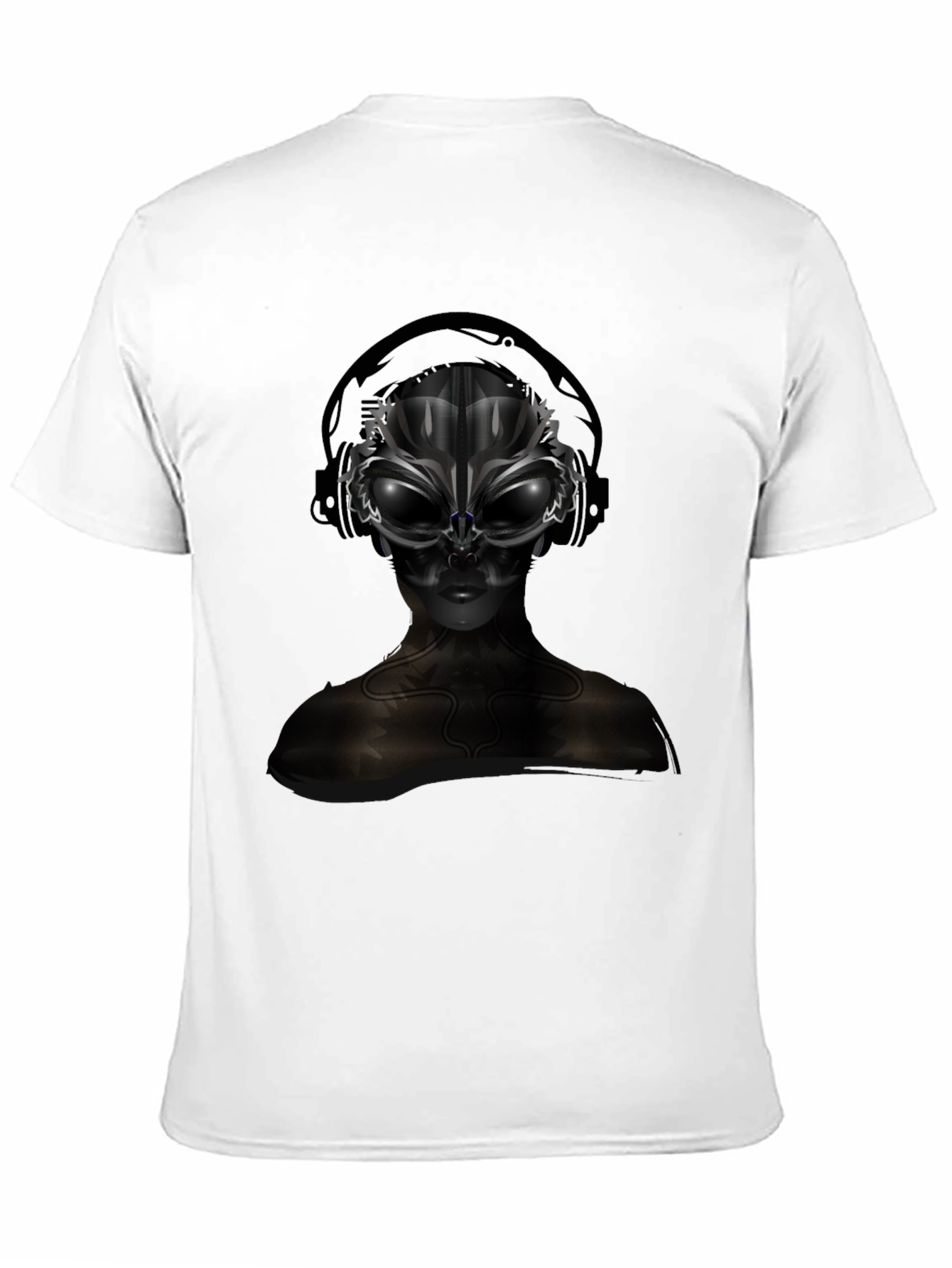 Alien DJ Black T-Shirt - Futuristic Graphic Tee