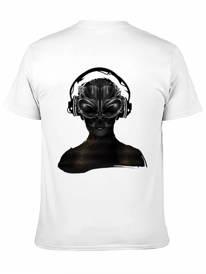 Alien DJ Black T-Shirt - Futuristic Graphic Tee