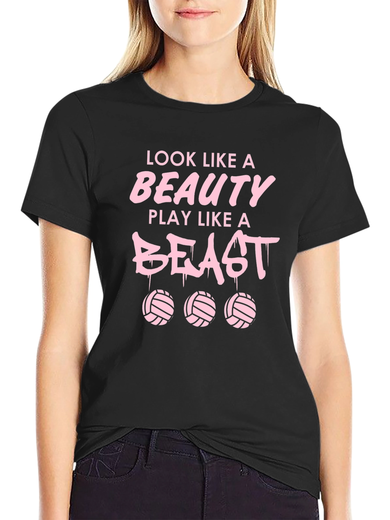 Beauty and Beast Volleyball Graphic T-Shirt