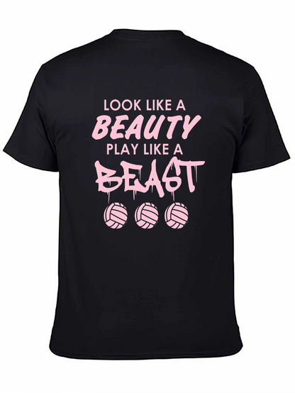 Beauty and Beast Volleyball Graphic T-Shirt