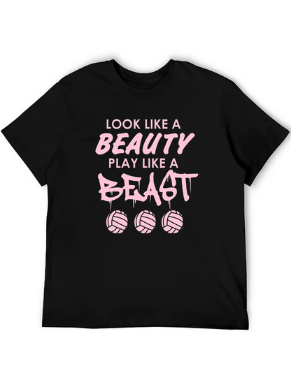 Beauty and Beast Volleyball Graphic T-Shirt
