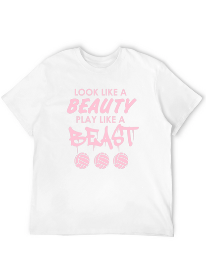 Beauty and Beast Volleyball Graphic T-Shirt