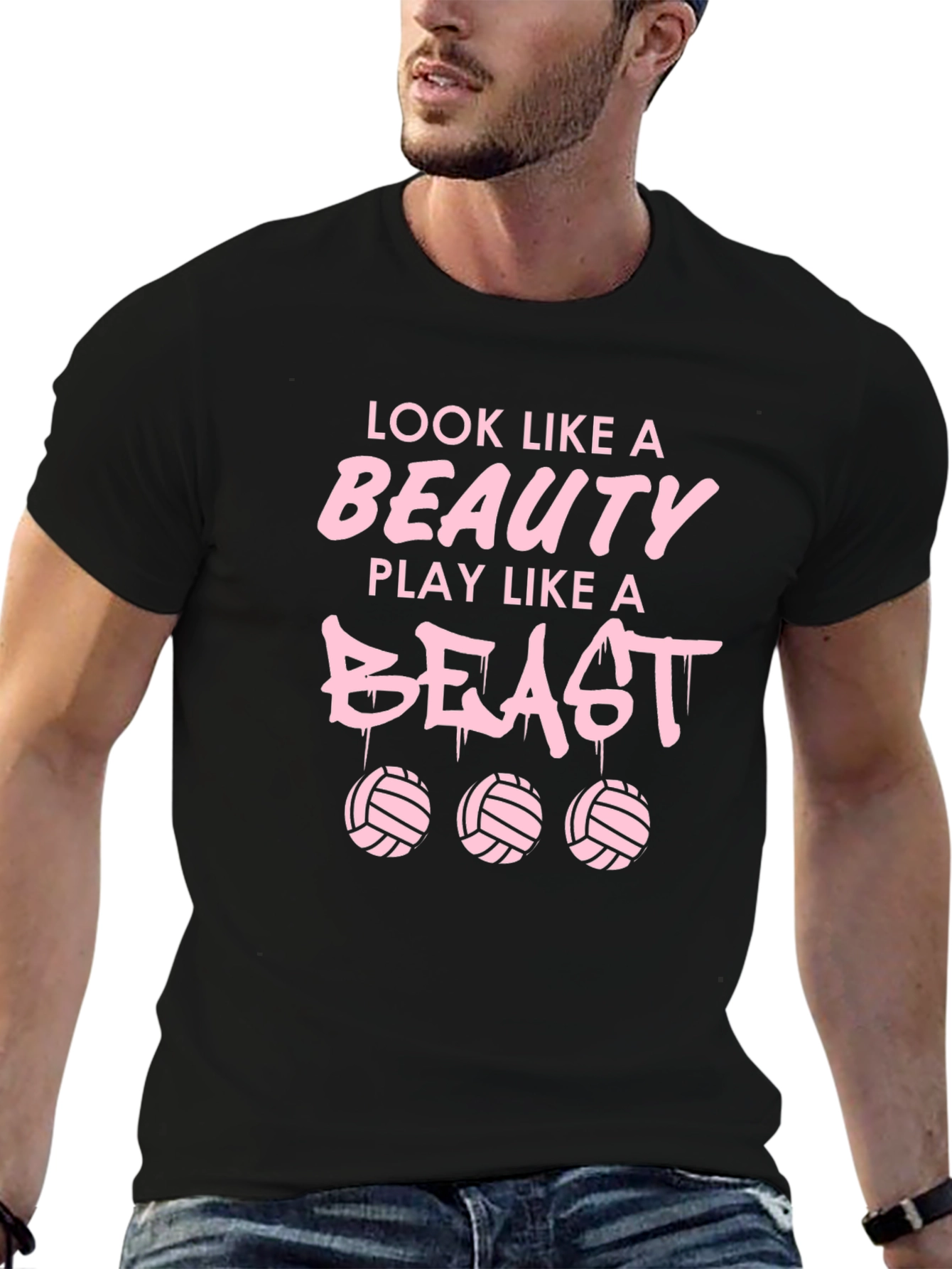 Beauty and Beast Volleyball Graphic T-Shirt