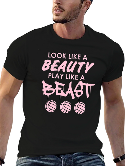 Beauty and Beast Volleyball Graphic T-Shirt