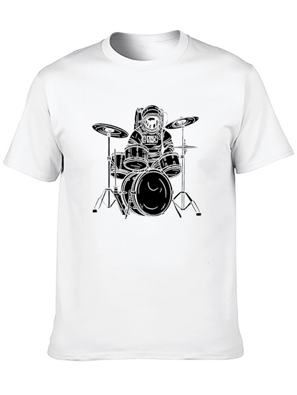 Astronaut Drummer Graphic T-Shirt