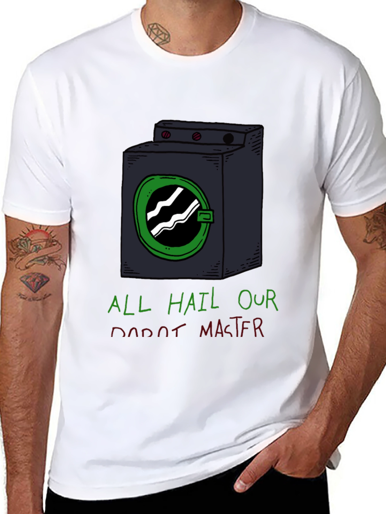Funny Robot Master Graphic Tee - Black T-Shirt