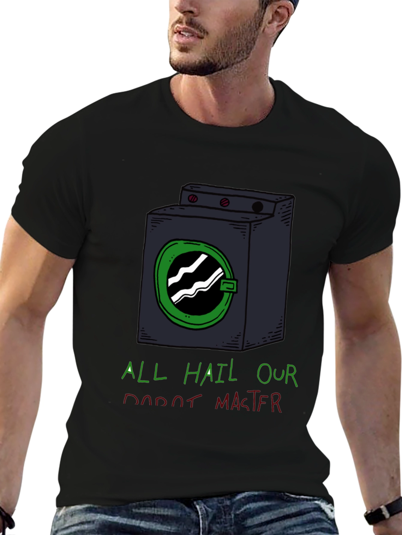 Funny Robot Master Graphic Tee - Black T-Shirt