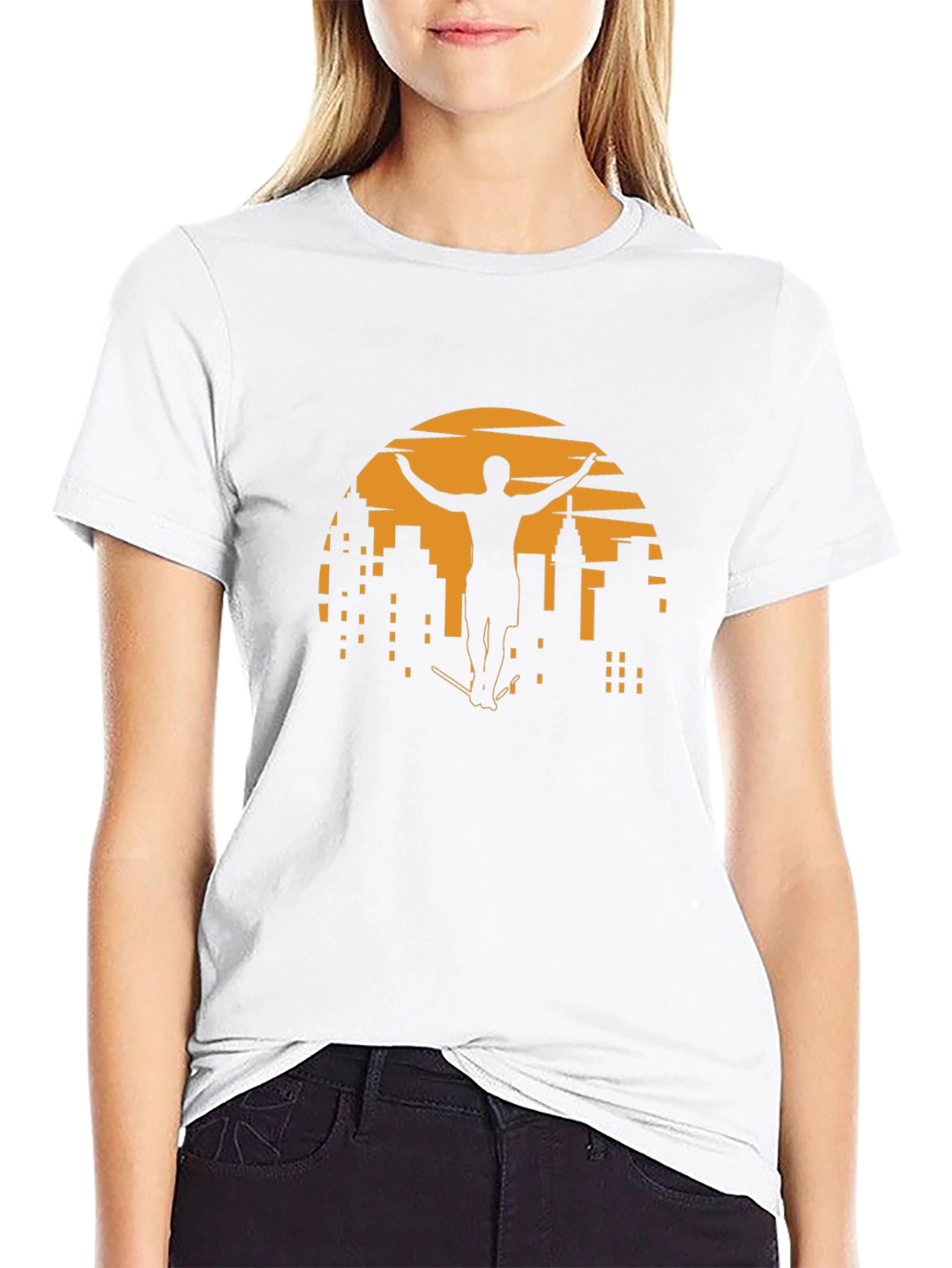 Sunset City Skateboarder Graphic Tee - Black