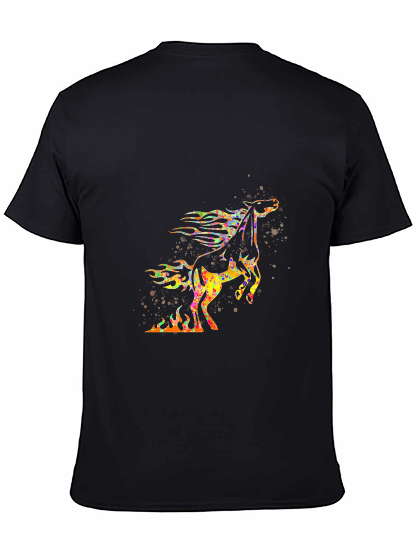 Flaming Horse Graphic T-Shirt - Bold Black Tee