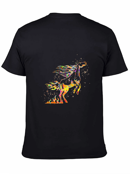 Flaming Horse Graphic T-Shirt - Bold Black Tee
