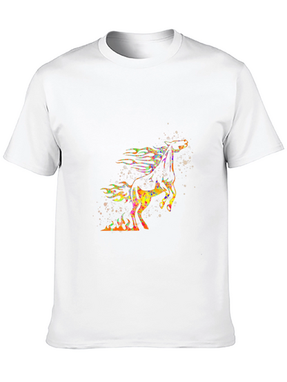Flaming Horse Graphic T-Shirt - Bold Black Tee