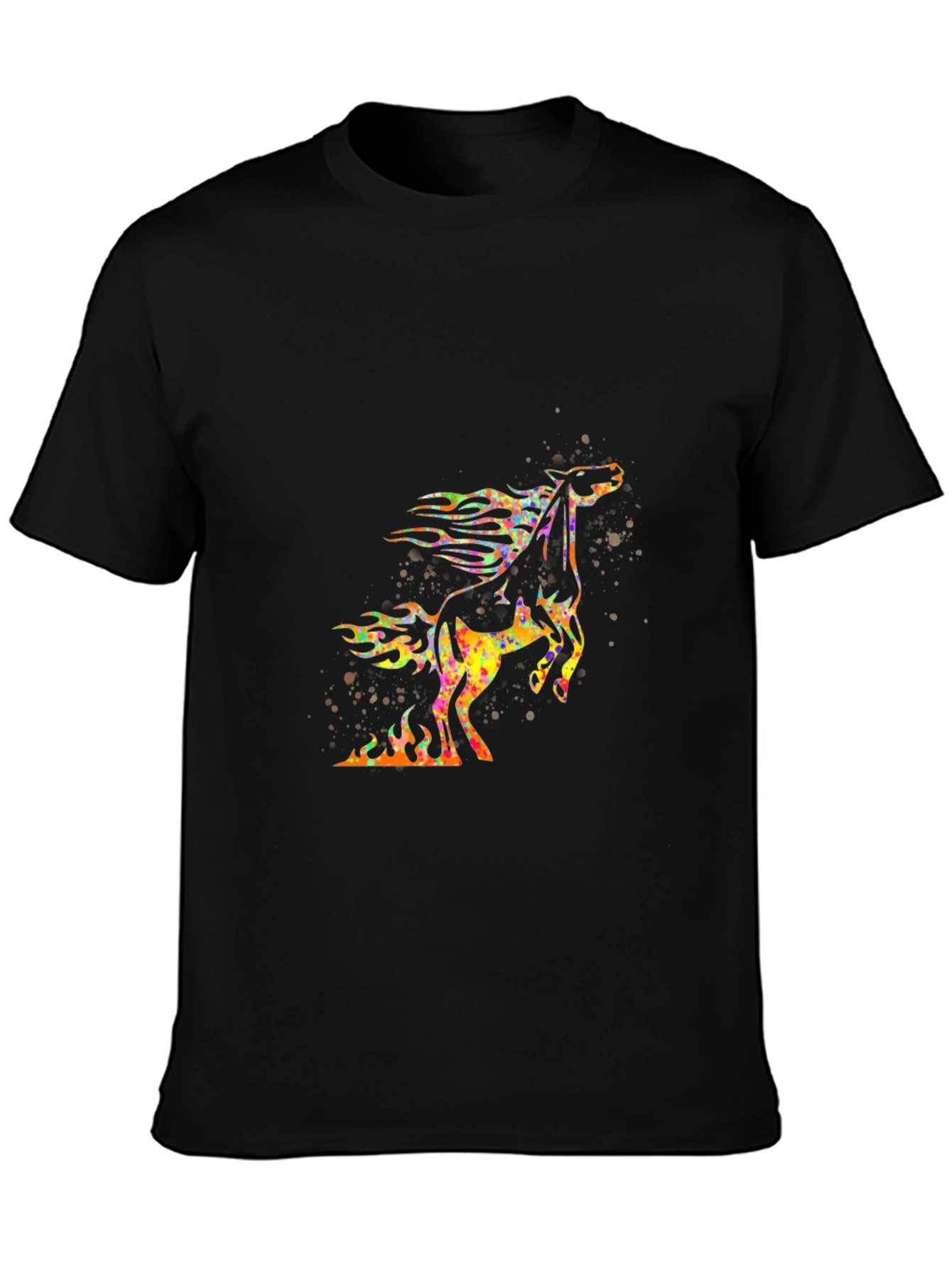 Flaming Horse Graphic T-Shirt - Bold Black Tee