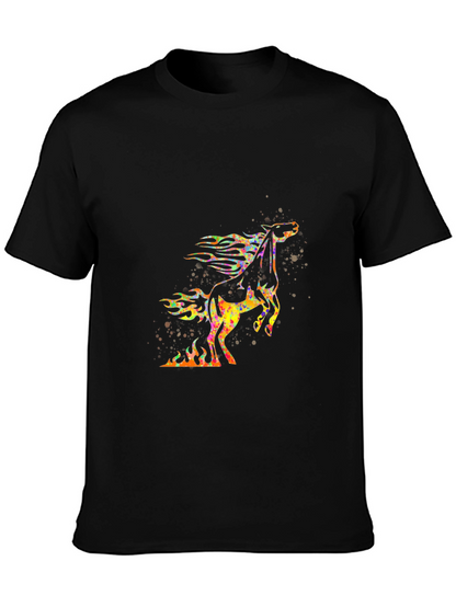 Flaming Horse Graphic T-Shirt - Bold Black Tee