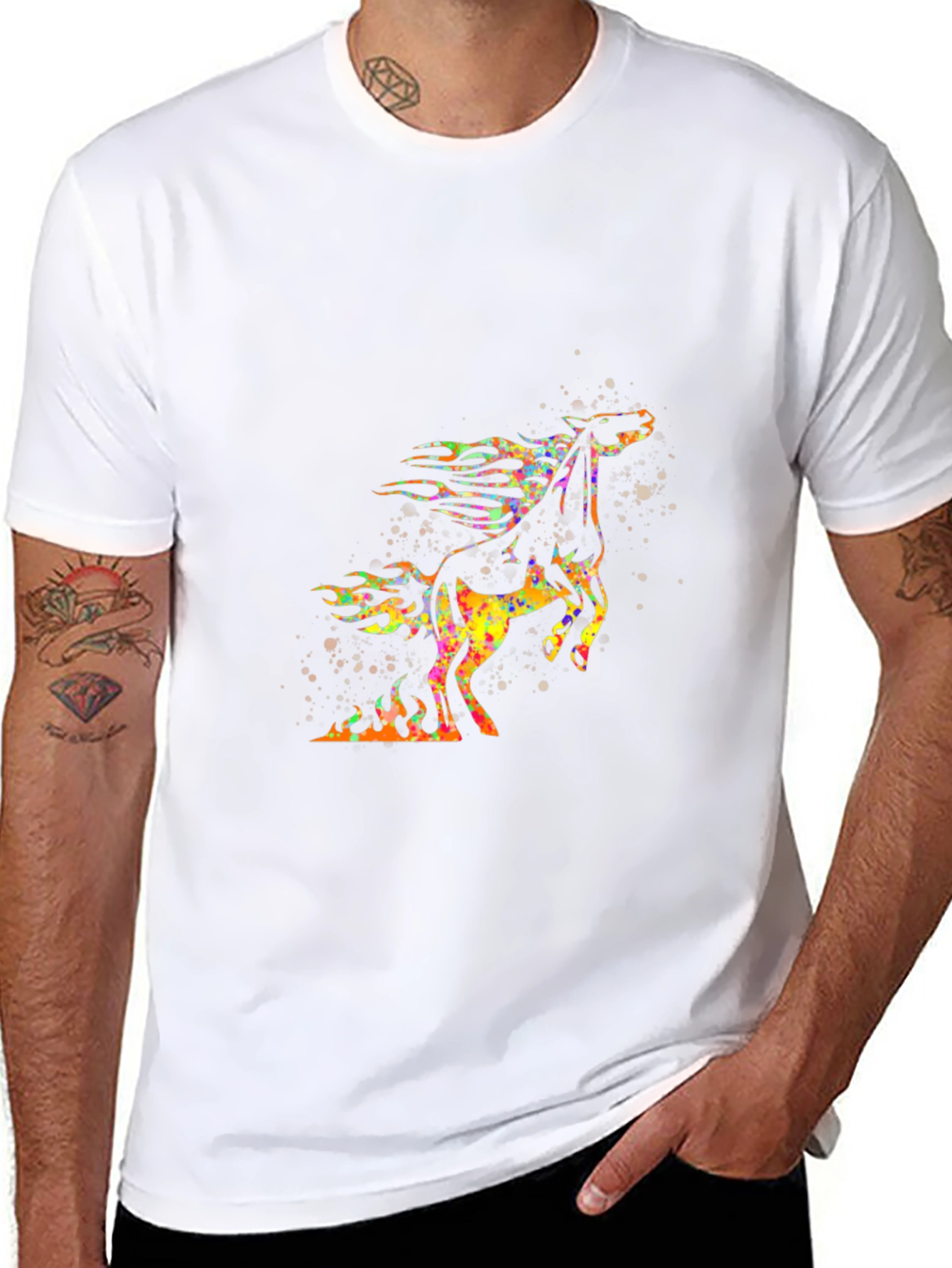 Flaming Horse Graphic T-Shirt - Bold Black Tee