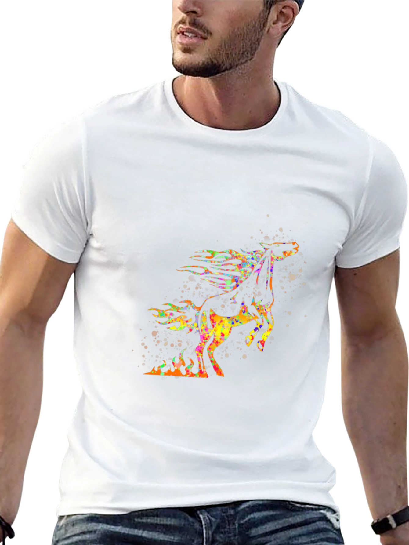Flaming Horse Graphic T-Shirt - Bold Black Tee
