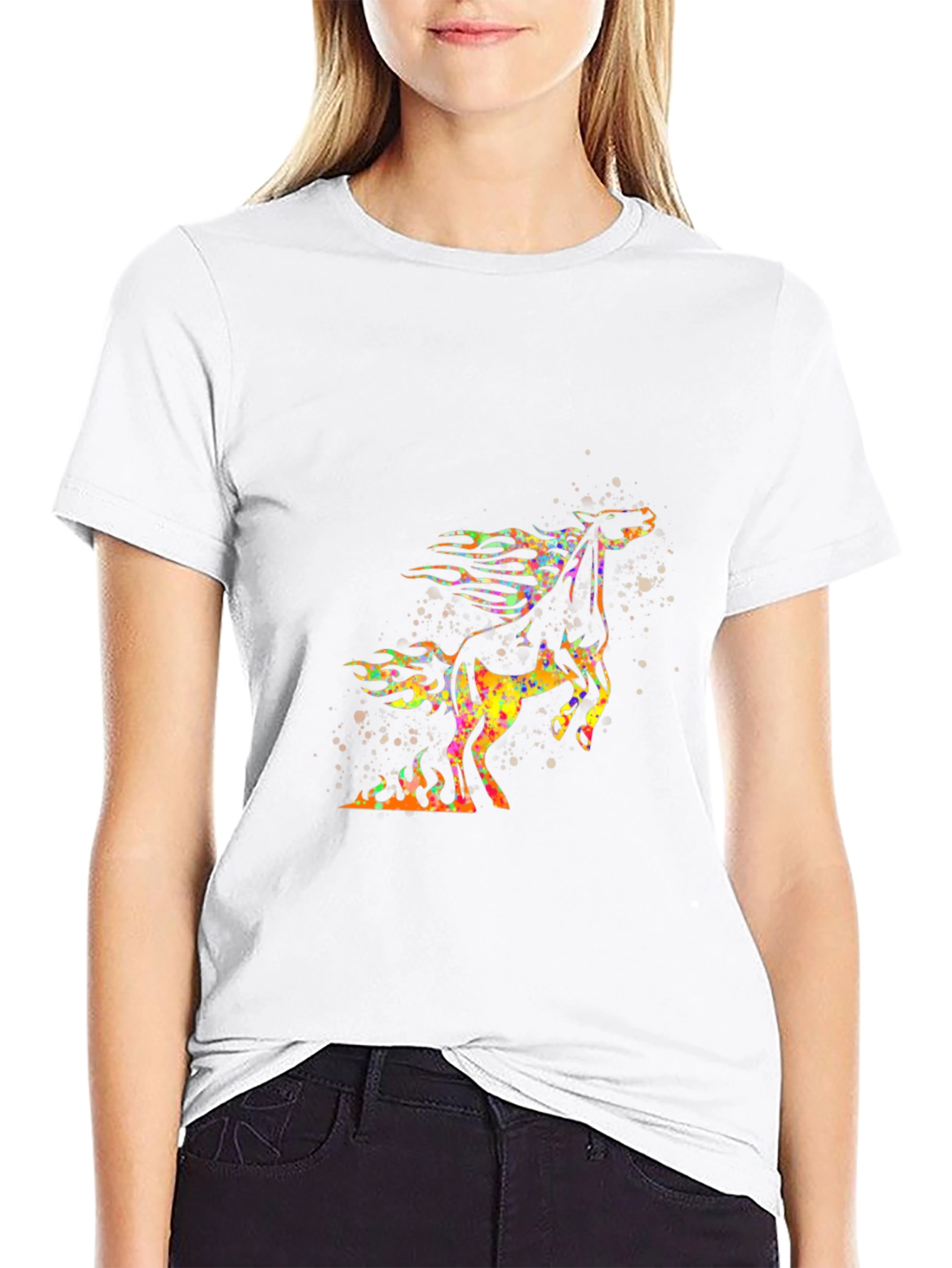 Flaming Horse Graphic T-Shirt - Bold Black Tee