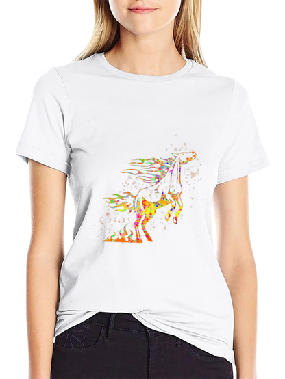 Flaming Horse Graphic T-Shirt - Bold Black Tee